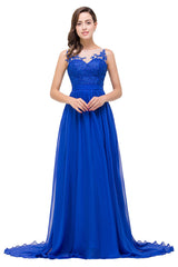 A plus size Ocean Blue bridesmaid dress made of 100D Chiffon are trendy for  . Shop MISSHOW with elaborately designed Appliques gowns for your bridesmaids.