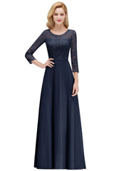 Looking for Bridesmaid Dresses in 100D Chiffon, A-line style, and Gorgeous Lace work  MISSHOW has all covered on this elegant A-line Floor Length Lace Chiffon Bridesmaid Dresses with Sleeves