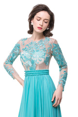 MISSHOW offers gorgeous Mint Green Jewel party dresses with delicately handmade Appliques,Ribbons,Pearls in size 0-26W. Shop Floor-length prom dresses at affordable prices.