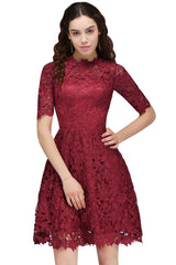 MISSHOW offers A-Line Halter Short Lace Burgundy Homecoming Dresses at a cheap price from Burgundy, Lace to A-line,Princess Mini hem. Stunning yet affordable Short Sleeves Prom Dresses,Homecoming Dresses.