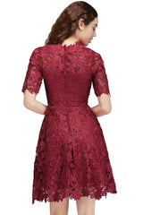 MISSHOW offers A-Line Halter Short Lace Burgundy Homecoming Dresses at a cheap price from Burgundy, Lace to A-line,Princess Mini hem. Stunning yet affordable Short Sleeves Prom Dresses,Homecoming Dresses.