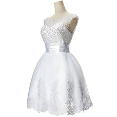 MISSHOW offers gorgeous White Scoop party dresses with delicately handmade Beading in size 0-26W. Shop Mini prom dresses at affordable prices.