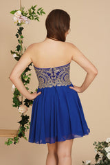 A Line Lace Appliques Sweetheart Short Prom Dresses-misshow.com