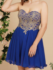 A Line Lace Appliques Sweetheart Short Prom Dresses-misshow.com