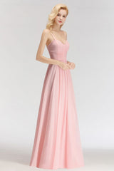 Looking for Bridesmaid Dresses in 100D Chiffon, A-line style, and Gorgeous  work  MISSHOW has all covered on this elegant A-line Long Sweetheart Spaghetti Sleeveless Bridesmaid Dress