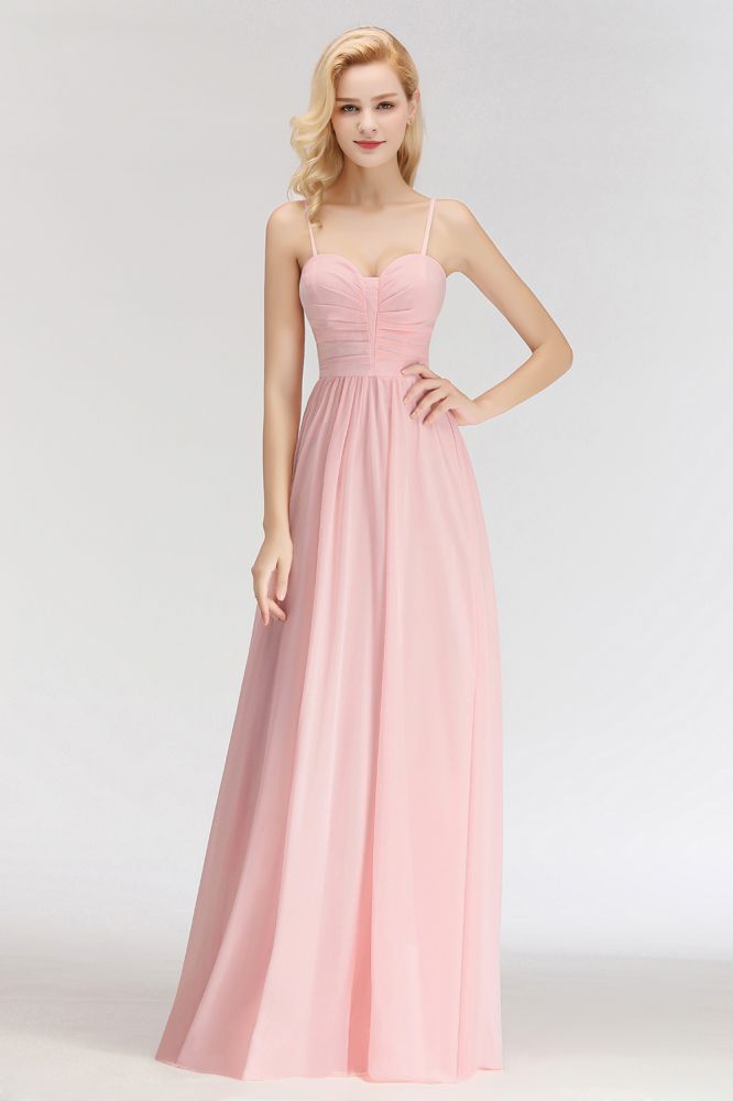 Looking for Bridesmaid Dresses in 100D Chiffon, A-line style, and Gorgeous  work  MISSHOW has all covered on this elegant A-line Long Sweetheart Spaghetti Sleeveless Bridesmaid Dress