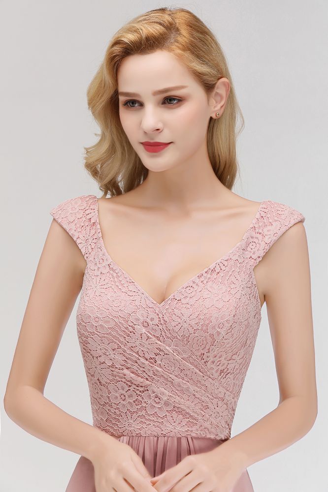 MISSHOW offers A-line Long V-neck Sleeveless Formal Party Dress Lace Top Chiffon Bridesmaid Dress at a good price from Dusty Rose,Burgundy,Dark Navy,100D Chiffon to A-line Floor-length them. Stunning yet affordable Sleeveless Bridesmaid Dresses.