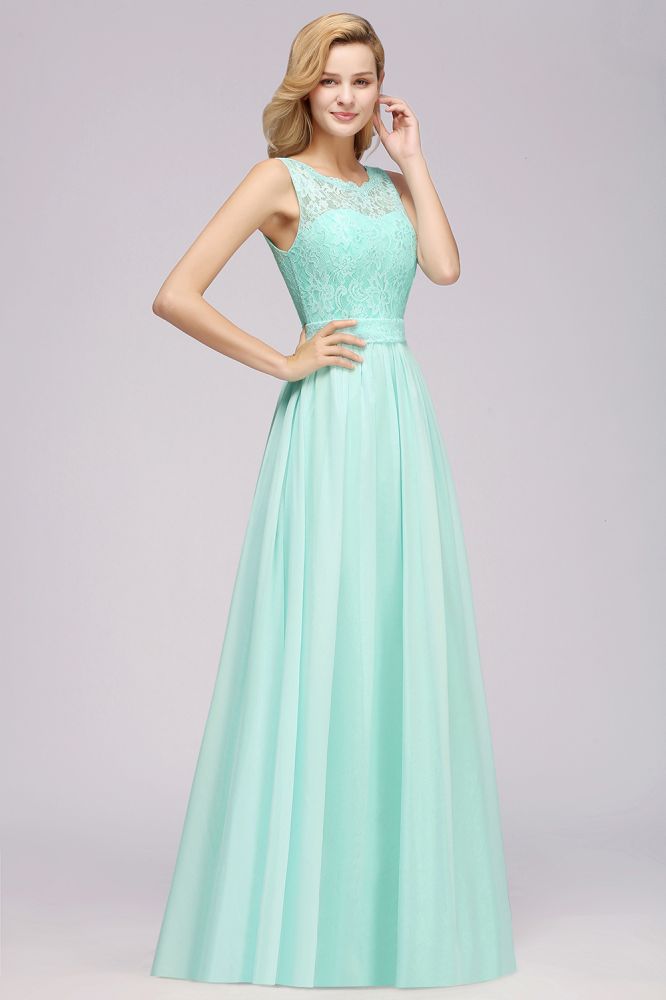 MISSHOW offers A-Line Ruffles Bridesmaid Dress Lace Scalloped Sleeveless Floor-Length Wedding Party Dress at a good price from Misshow