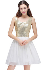 MISSHOW offers gorgeous White Scoop party dresses with delicately handmade Sequined in size 0-26W. Shop Mini prom dresses at affordable prices.