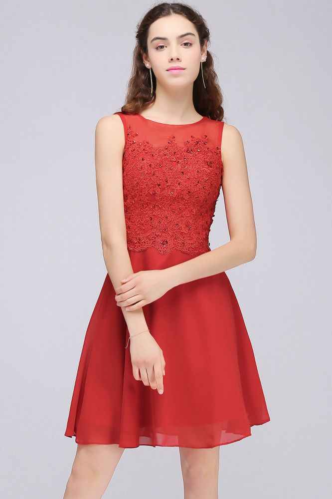 MISSHOW offers gorgeous Red Jewel party dresses with delicately handmade Appliques in size 0-26W. Shop Mini prom dresses at affordable prices.