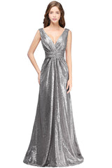 MISSHOW offers A-line Sleeveless Floor-length V-neck Sequins Prom Dresses at a cheap price from Champagne,Black,Silver, Sequined to A-line Floor-length hem. Stunning yet affordable Sleeveless Prom Dresses,Evening Dresses.