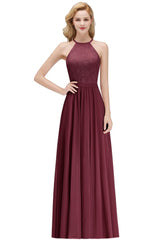 MISSHOW offers A-line Sleeveless Halter Long Lace Chiffon Bridesmaid Dress at a good price from Dusty Rose,Burgundy,Dark Navy,100D Chiffon to A-line Floor-length them. Stunning yet affordable Sleeveless Bridesmaid Dresses.