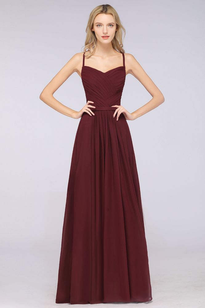 MISSHOW offers A-Line Spaghetti-Straps Sweetheart Sleeveless Bridesmaid Dress Ruffles Chiffon Evening Maxi Gown at a good price from 100D Chiffon to A-line Floor-length them. Lightweight yet affordable home,beach,swimming useBridesmaid Dresses.