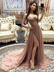 A-Line Sweetheart Sleeveless With Layers Chiffon Prom Dresses