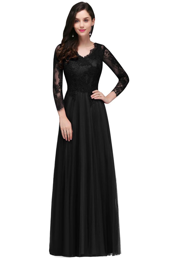 MISSHOW offers gorgeous Regency,Royal Blue,Black,Dark Green V-neck party dresses with delicately handmade Lace in size 0-26W. Shop Floor-length prom dresses at affordable prices.