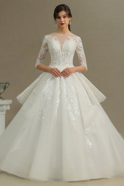 A-line Wedding dress | Wedding dresses with sleeves-misshow.com