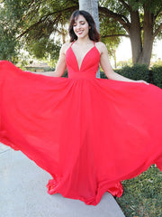 A-Line/Elegant Chiffon Spaghetti Straps Ruffles Sleeveless Floor-Length Prom Dresses