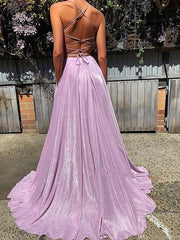 A-Line/Elegant V-neck Ruffles Sleeveless Prom Dresses