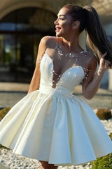 Amazing A-line Off-the-shoulder Sleeveless Ruffles Chiffon Satin Homecoming Dress