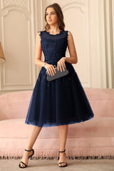 Amazing A-Line Scoop Sleeveless Lace Short Bridesmaid Dresses