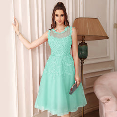 Amazing A-Line Scoop Sleeveless Lace Short Bridesmaid Dresses