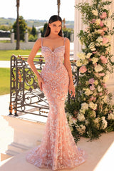 Amazing Long Mermaid Spaghetti Straps Lace Beading Sleeveless Prom Dress