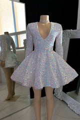 Amazing V-neck A-line Mini Prom Dress With Beading-misshow.com