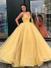 Ball Gown Sleeveless Sweetheart Organza Floor-Length Prom Dresses