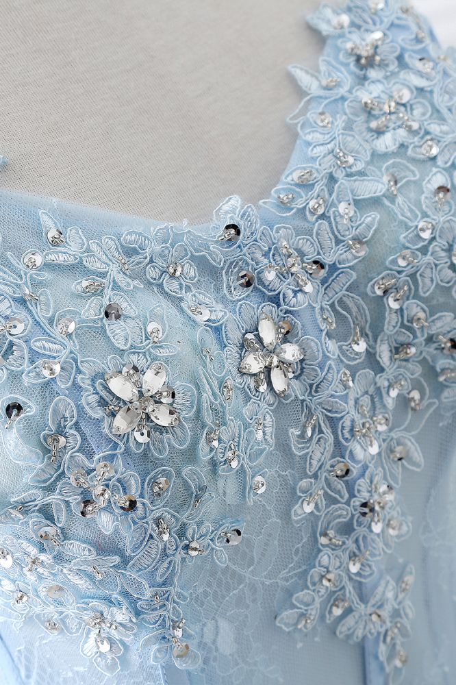 Baby Blue Pearl Tulle Fabric, Sky Blue Pearl Beaded Tulle, Light