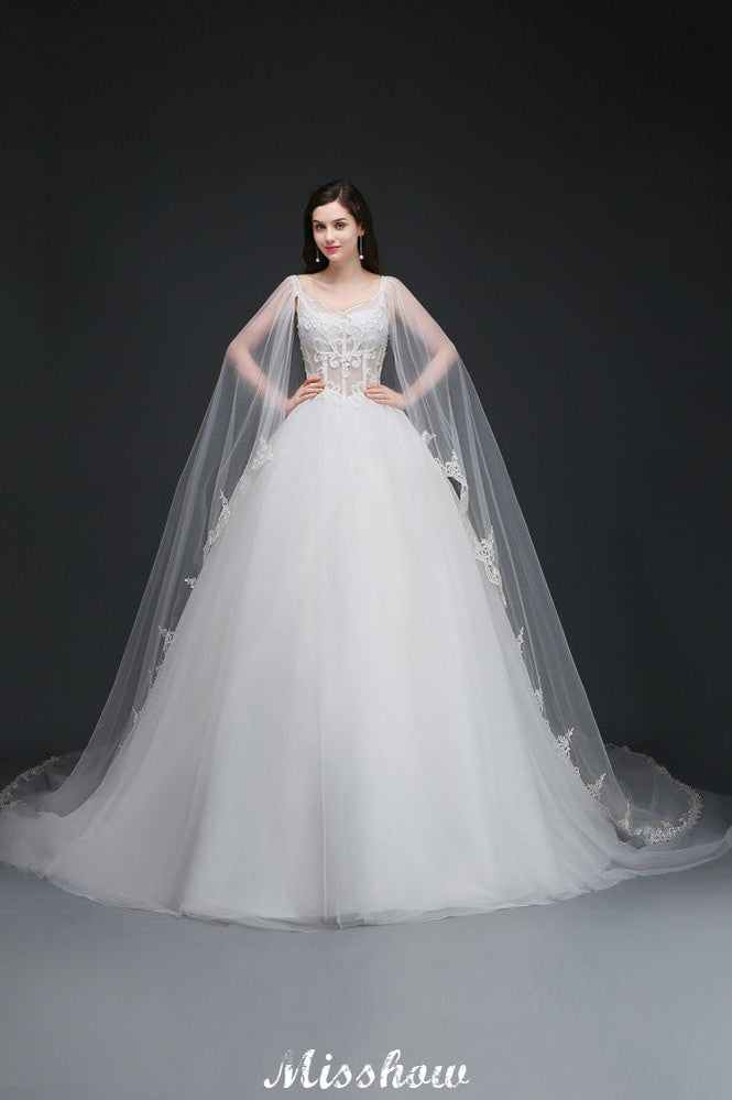 This elegant Off-the-shoulder Tulle wedding dress with Lace could be custom made in plus size for curvy women. Plus size Sleeveless Ball Gown bridal gowns are classic yet cheap.