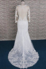 Beading Appliques Long Sleeve Mermaid Elegant Wedding Dresses