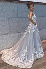 Beautiful A-line Long Sleeveless Sweetheart Prom Dresses With Lace-misshow.com