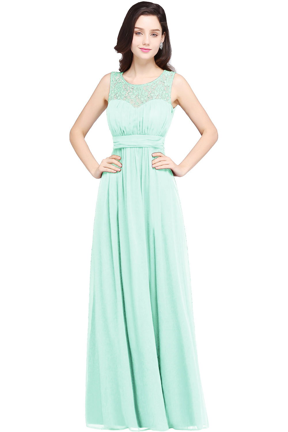 Beautiful A-Line Scoop Sleeveless Chiffon Bridesmaid Dresses