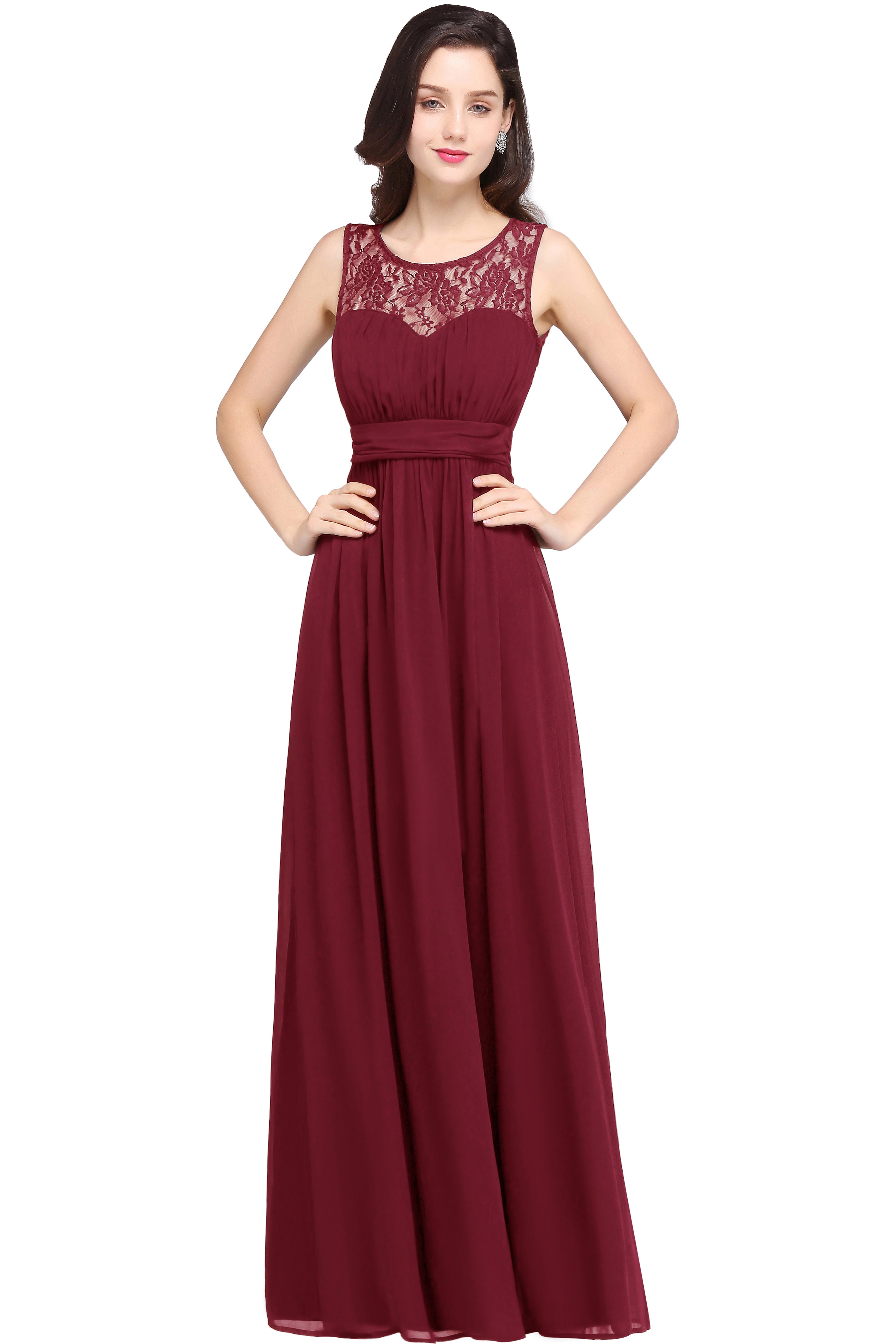 Beautiful A-Line Scoop Sleeveless Chiffon Bridesmaid Dresses