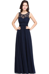 Beautiful A-Line Scoop Sleeveless Chiffon Bridesmaid Dresses