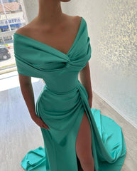 Beautiful Long A-line Off-the-shoulder Prom Dress With Slit-misshow.com