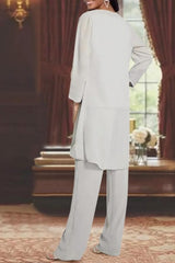 Beautiful Long Chiffon Simple Mother of The Bride Suit with Wrap