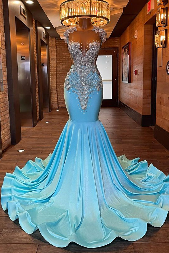 Beautiful Long Sleeveless Mermaid Prom Dress With Beading-misshow.com