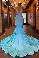 Beautiful Long Sleeveless Mermaid Prom Dress With Beading-misshow.com