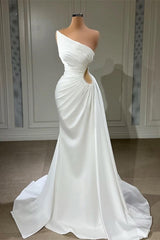 Beautiful Long White A-line Sleeveless Beading Wedding Dresses-misshow.com