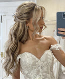 Beautiful Princess Off-the-shoulder A-line Appliques Wedding Dress With Train-misshow.com