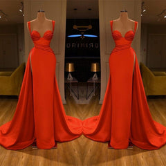 Beautiful Red Starps Sweetheart Long Prom Dress With Split-misshow.com