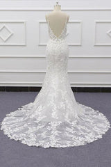 Best Spaghetti Strap Appliques Mermaid Elegant Wedding Dresses