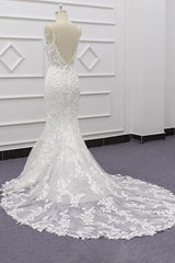 Best Spaghetti Strap Appliques Mermaid Elegant Wedding Dresses