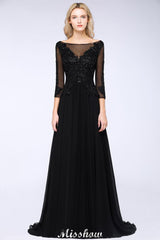 MISSHOW offers Black 3/4 Sleeves Beads A-Line Appliques Bridesmaid Dresses Tulle Party Dress at a good price from Burgundy,Gold,Sky Blue,Royal Blue,Black,Silver,Dark Green,100D Chiffon to A-line Floor-length them. Stunning yet affordable 3/4-Length Sleeves Bridesmaid Dresses.