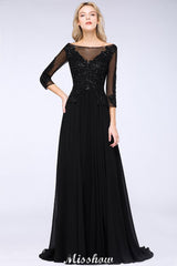 MISSHOW offers Black 3/4 Sleeves Beads A-Line Appliques Bridesmaid Dresses Tulle Party Dress at a good price from Burgundy,Gold,Sky Blue,Royal Blue,Black,Silver,Dark Green,100D Chiffon to A-line Floor-length them. Stunning yet affordable 3/4-Length Sleeves Bridesmaid Dresses.