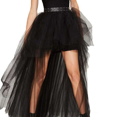 Black Women Tulle Skirt Casual Ballet Princess Skirt Long-misshow.com