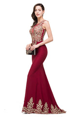 MISSHOW offers gorgeous Burgundy Jewel party dresses with delicately handmade Appliques in size 0-26W. Shop Floor-length prom dresses at affordable prices.