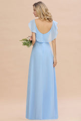 MISSHOW offers Cap Sleeves Ruffle Chiffon Hi-Lo Bridesmaid Dress A-line Wedding Party Dress at a good price from Misshow