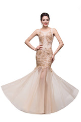 MISSHOW offers gorgeous Champagne Jewel party dresses with delicately handmade Crystal,Appliques in size 0-26W. Shop Floor-length prom dresses at affordable prices.